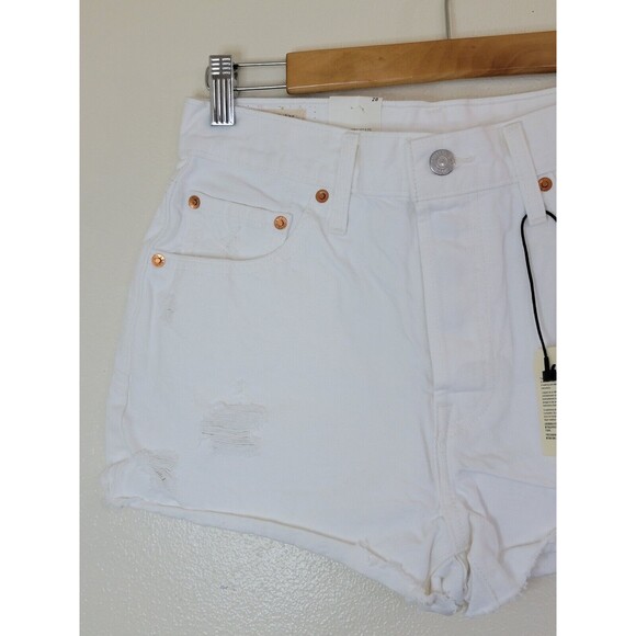 Levi's 501 Premium Quality White Denim Shorts Button Fly Size 28 NWT Levis - Picture 4 of 14